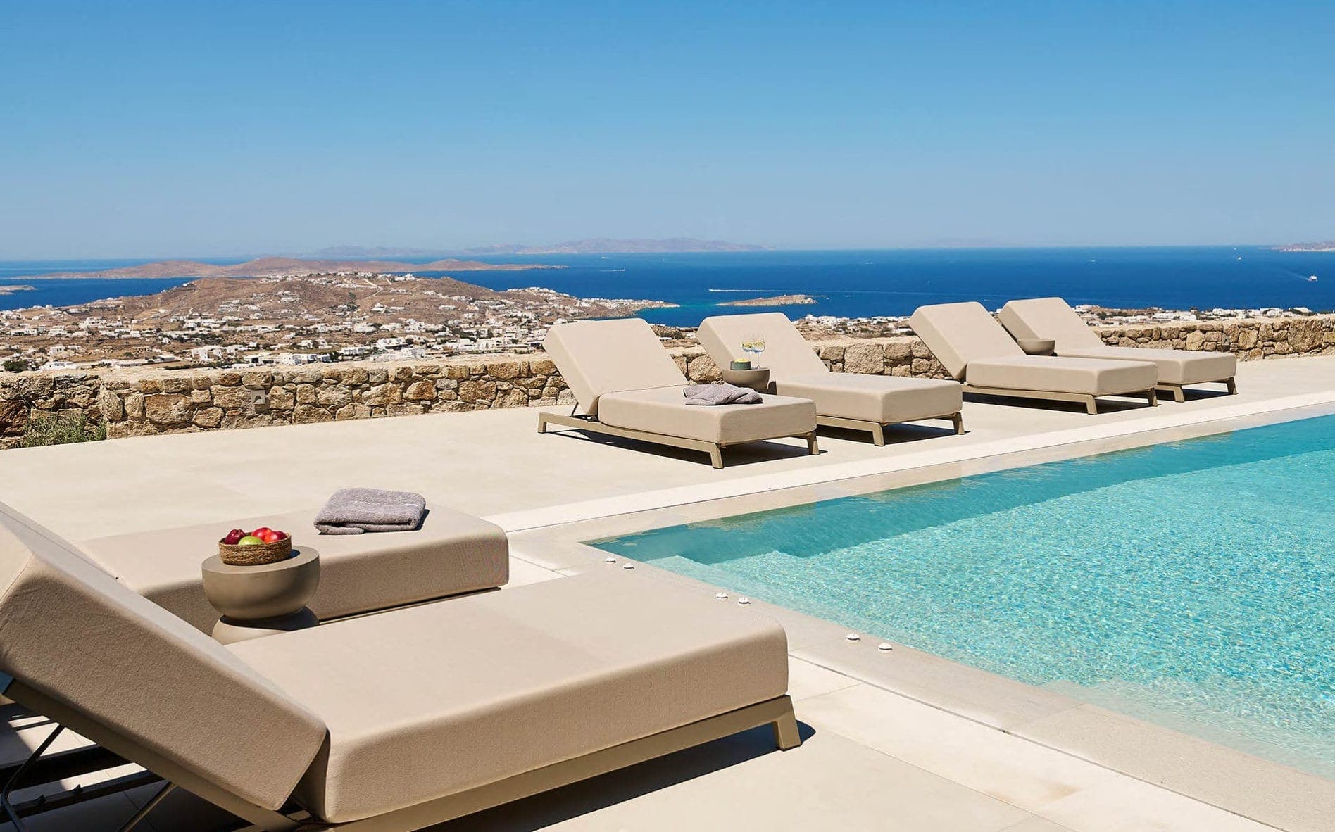 Villa Elysia infinity pool overlooking the Aegean Sea